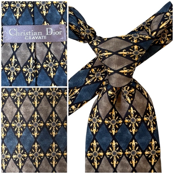 Christian Dior Mens Neck Tie 100% Silk Geometric Luxury Preppy Designer - Picture 1 of 9